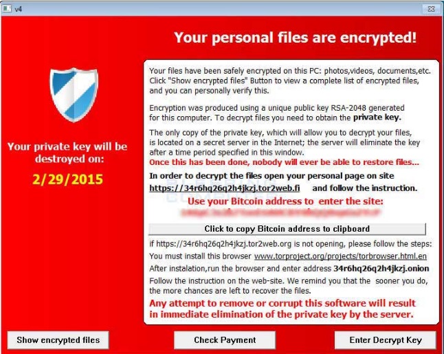 Ransomware cryptolocker virus message
